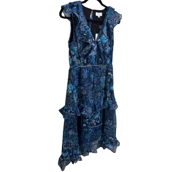 NSR Nordstrom Tiered Ruffle Midi Dress - Blue NWT - Picture 4 of 7